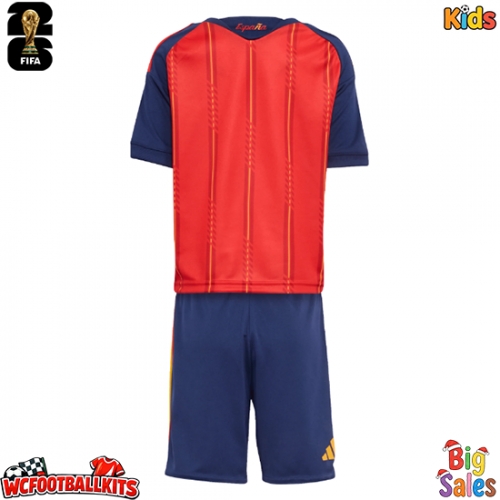 Spain Replica Home Stadium Kit for Kids World Cup 2026 Short Sleeve (+ pants)